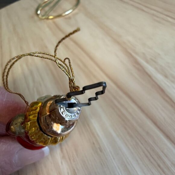 Vintage Handblown Glass Nutcracker Miniature Christmas Ornament With Gold String - Picture 5 of 7